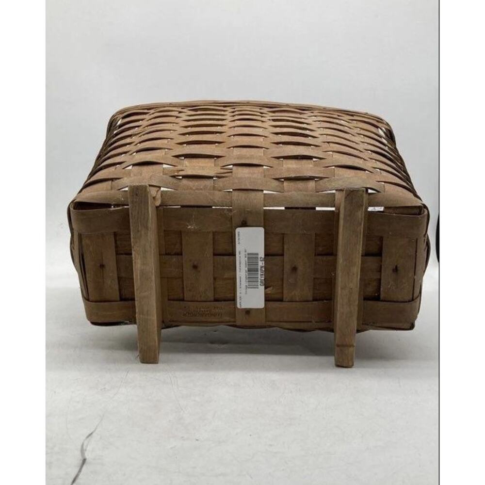 Vintage Longaberger LARGE FOOTED BASKET Magazine Storage Handwoven Wood 1983 - Picture 5 of 7